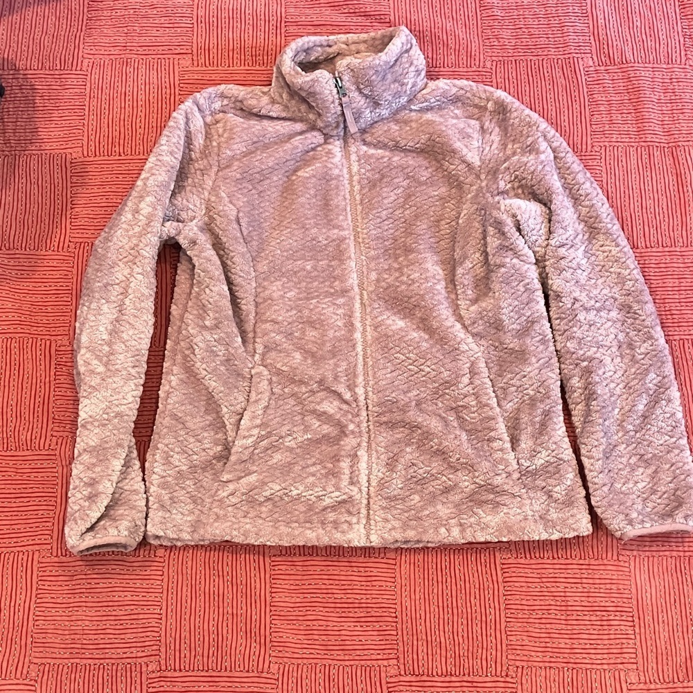 Women's medium soft fleece dusty mauve / light purple Cozy Cream Teddy Jacket